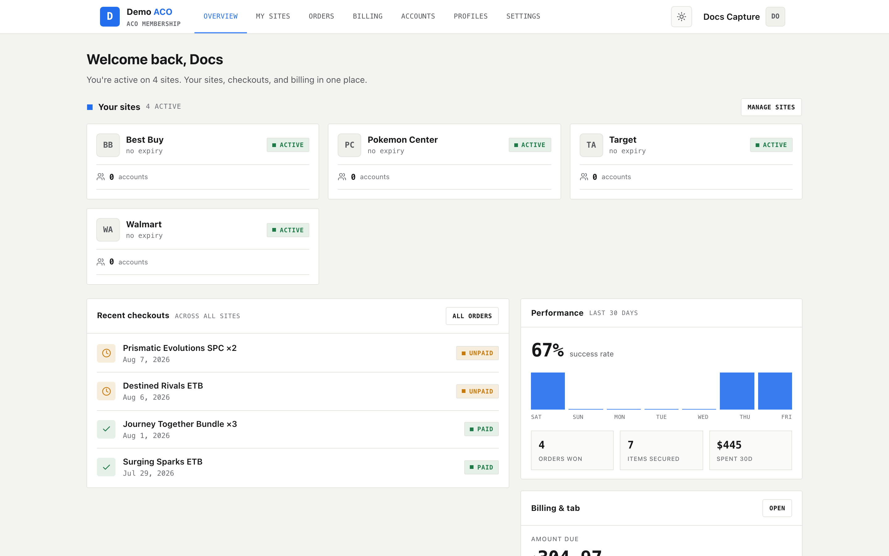 A tenant's public landing page